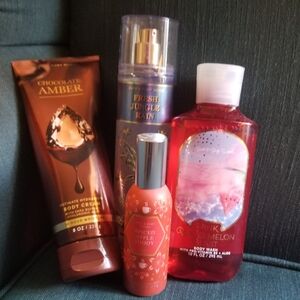 Bath & Body Works Chocolate Amber, Fresh Jungle Rain, and Pink Watermelon Set